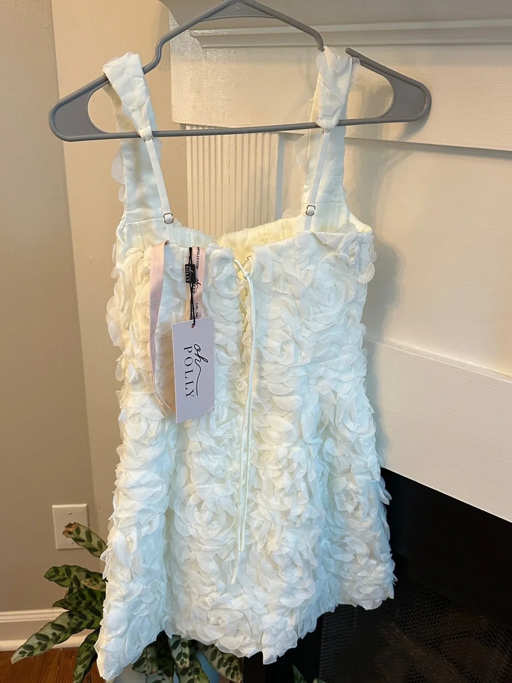 Oh Polly Posy White Floral Appliqué Mini Dress